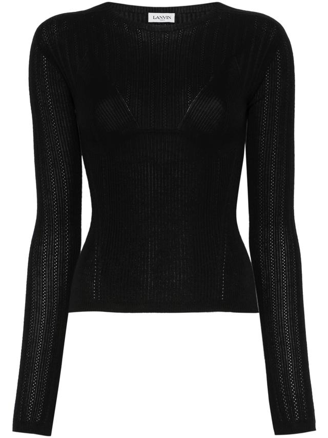LANVIN Black Long Sleeve Top for Women | Elegant Everyday Blouse