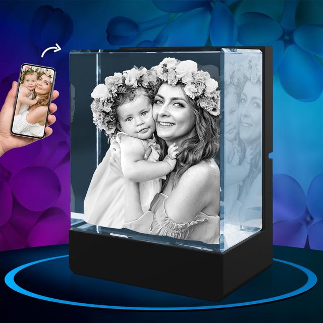 Personalized 3D Crystal Photo LED Light for Mother's Day Gift