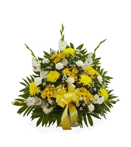Sympathy Floor Basket Yellow & White
