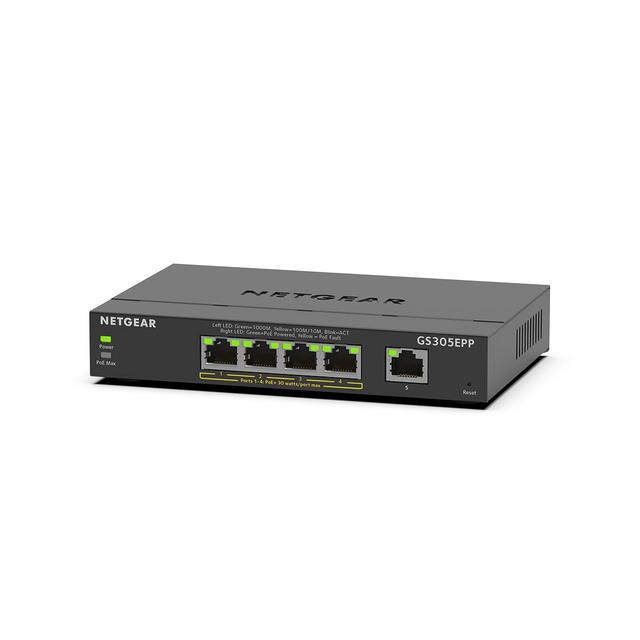 NETGEAR 5-Port Gigabit Ethernet PoE+ Plus Switch, 120W PoE Budget, Traffic Management, by NETGEAR, GS305EPP
