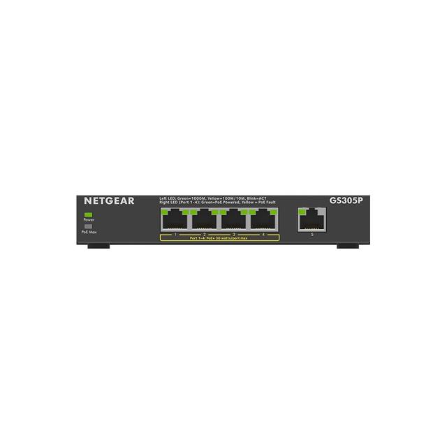 NETGEAR 5-Port Gigabit Ethernet Unmanaged PoE+ Switch, 63W PoE Budget, Desktop & Wall-Mount, by NETGEAR, GS305P