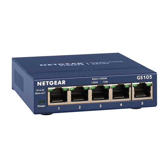 NETGEAR 5-Port Unmanaged Gigabit Ethernet Switch, Desktop & Wall-Mount, by NETGEAR, GS105