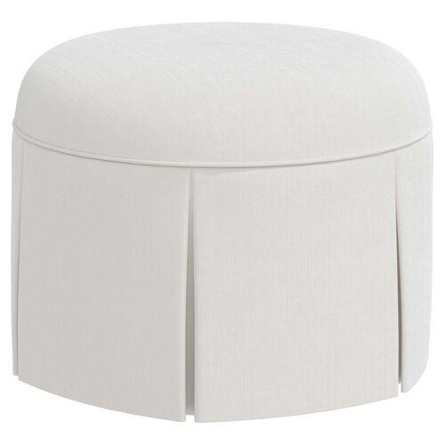 Liza Velvet Skirted Ottoman - White | Footstool, Footrest, Low Seat - Ideal Storage, Decor, Furniture