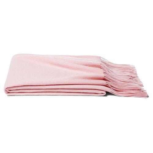 Solid Cashmere Throw - Pink Blush - Lightweight, Soft, Warm, Fringed
