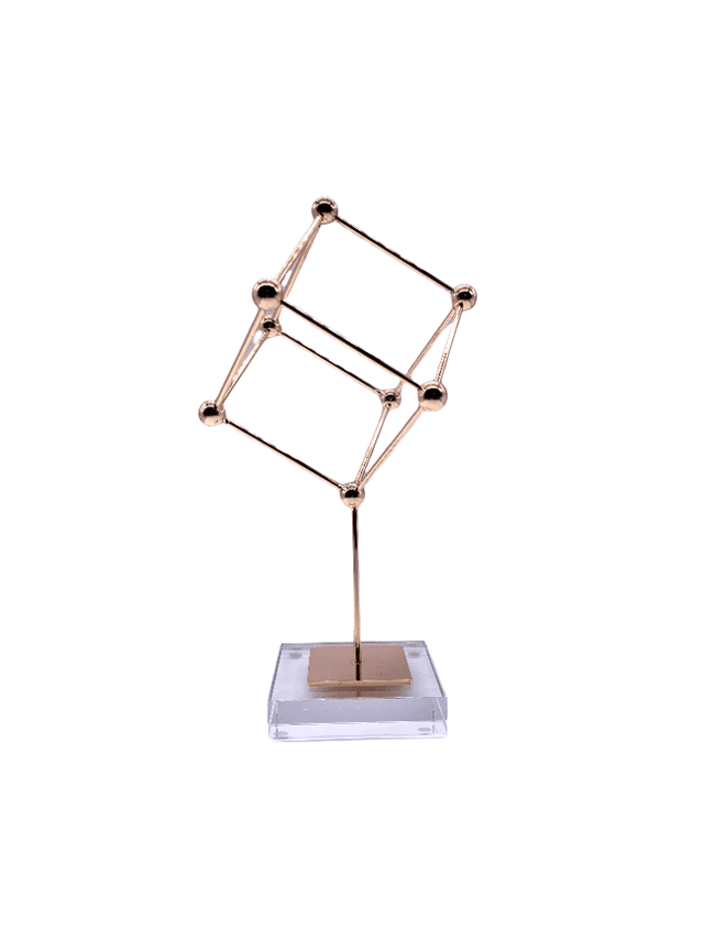 Polished Copper Cube Sculpture - Pilar Collection - Clear