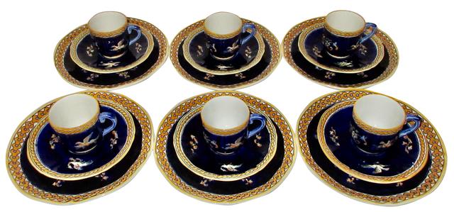 Gien French Faience Dessert Set for 6 - The Emporium Ltd. - Blue