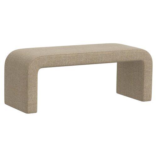 Celia Waterfall Linen Bench - Brown | Couch, Sofa, Settee - Made in The USA