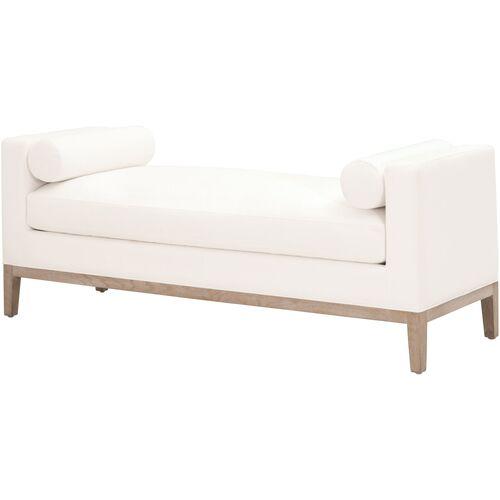 Ryan Plinth-Base Upholstered Bench - Pearl Performance - White | Couch, Sofa, Settee