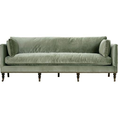 Margot 90" Velvet Sofa | Couch, Settee - Green - Comfortable, Durable