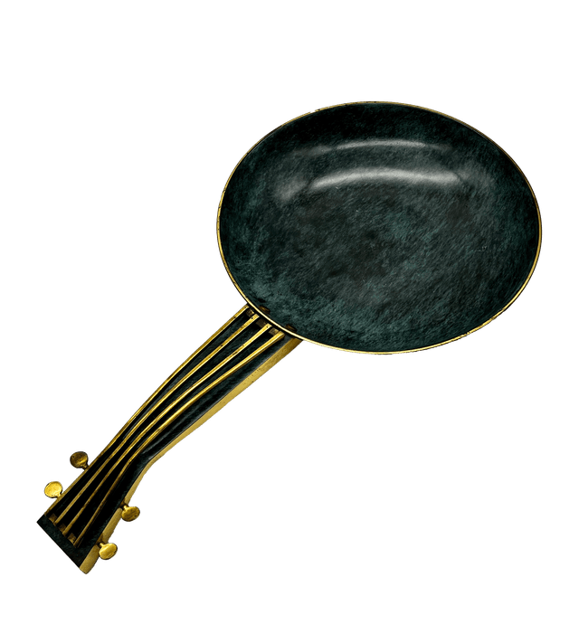 Midcentury Brass Verdigris Guitar Bowl - Pilar Collection - Green