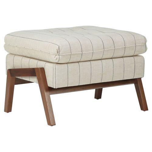 Grace Performance Footstool - Beige Stripe - Kim Salmela
