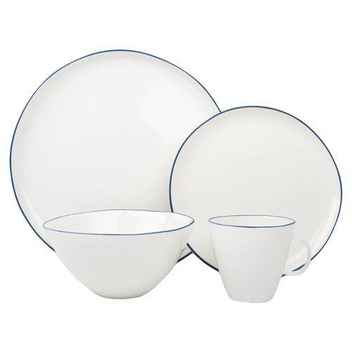 Asst. of 4 Abbesses Place Setting - White/Blue - Canvas