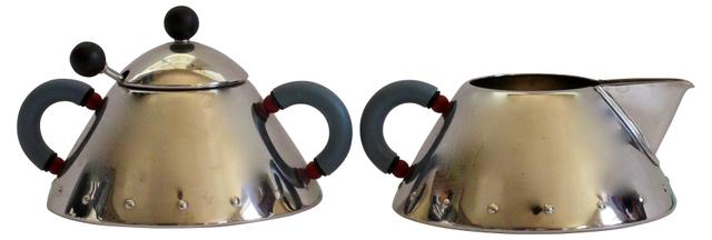1980s Alessi Sugar Bowl & Creamer - The Emporium Ltd. - Silver