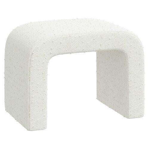 Celia Waterfall Boucle Ottoman - White | Footstool, Footrest, Low Seat - Ideal Storage, Decor, Furniture