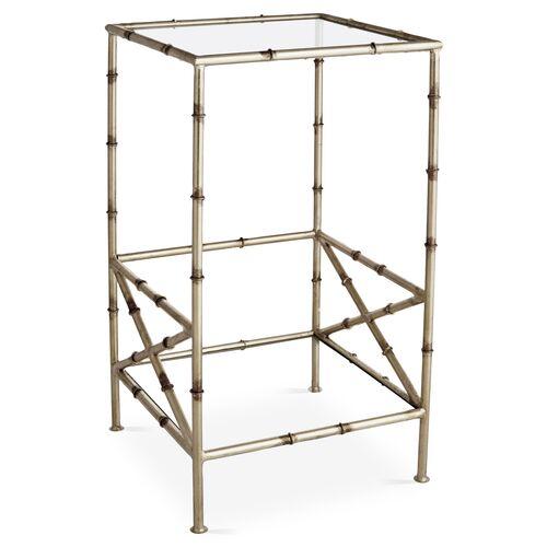 Kirklees Bamboo Side Table - Silver | End Table, Occasional Table, Small Table