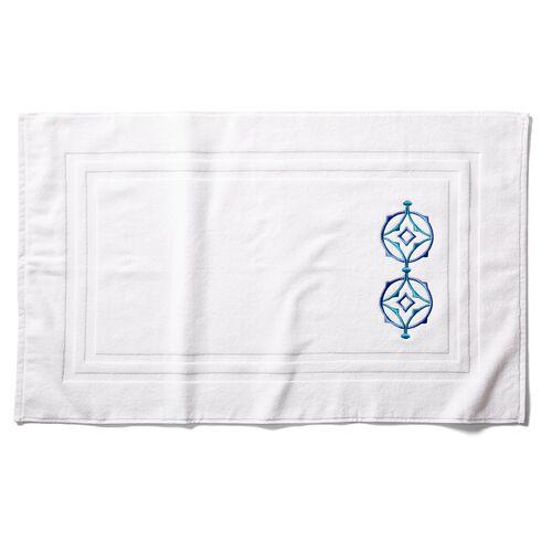 Tropez Bath Mat - Turquoise - Hamburg House - White