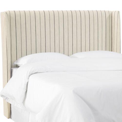 Kelly Wingback Headboard - Neutral Pinstripe - Handcrafted - Beige | Bedhead, Bed Back - Comfortable, Supportive - Exclusive