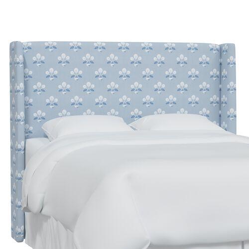Kelly Wingback Headboard - Block Vase Floral - Blue | Bedhead, Bed Back - Comfortable, Supportive - Exclusive