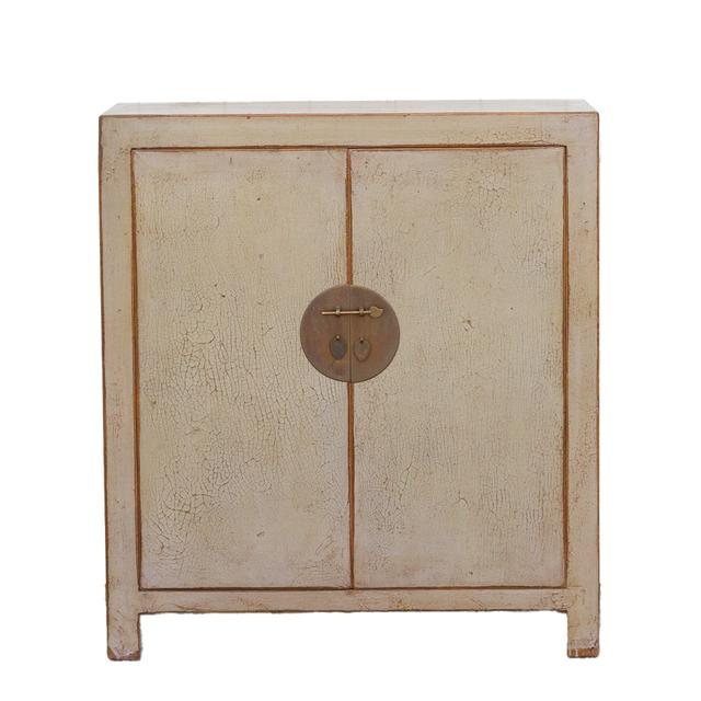 Sleek Crackle Paint Wine Cabinet - de-cor - Handcrafted - Beige