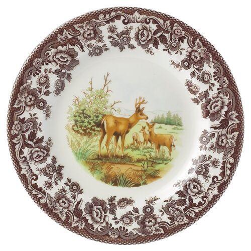 Spode Woodland Dinner Plate 10.5 Inch (Mule Deer) - Ivory
