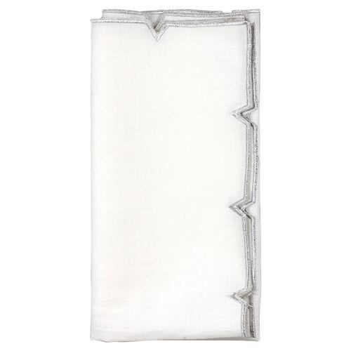 Set of 4 Divot Dinner Napkin - White/Silver - Kim Seybert