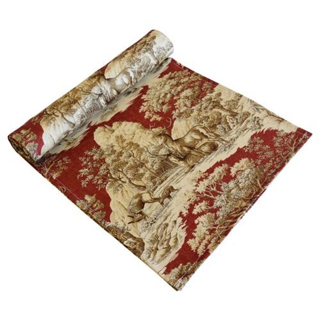 Woodland Nature Deer Toile Table Runner - Red