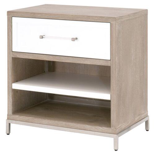 Riley 1-Drawer Nightstand - Natural Gray/White | Night Table, Bedside Shelf, Offers Convenience, Storage, Organization