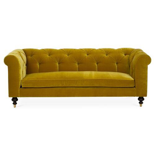 Dexter Tufted Sofa - Velvet - Kim Salmela - Handcrafted | Couch, Settee - Yellow - Comfortable, Durable