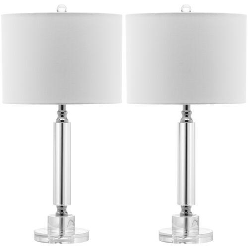 Set of 2 Set of 2 Dora Crystal Table Lamps - Clear/Chrome | Desk Lamp, Bedside Lamp