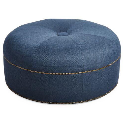 Jackson Cocktail Ottoman - Indigo Crypton - Massoud - Blue | Footstool, Footrest, Low Seat - Ideal Storage, Decor, Furniture