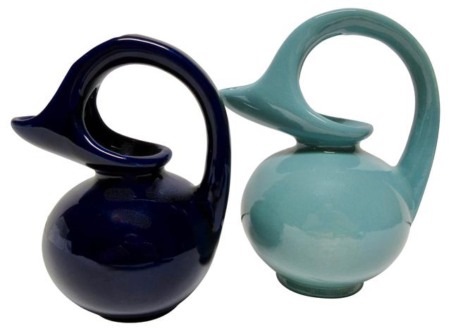 MCM American Cream Pitchers Set of 2 - The Emporium Ltd. - Blue