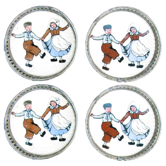 1910s Dutch Boy & Girl Coasters - Set of 4 - Chez Vous - White
