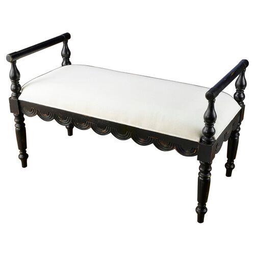 Callie Bench - Ivory/Black - Handcrafted | Couch, Sofa, Settee