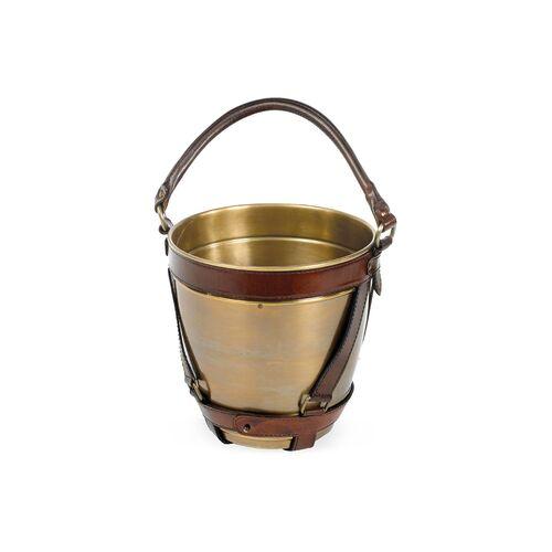 Leather Strap Champagne Bucket - Beige