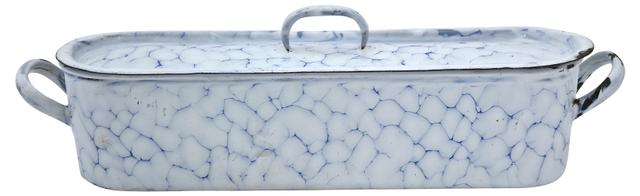 French Enamel Fish Poaching Pan - New England Mercantile - Blue