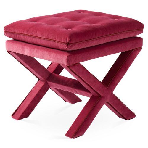 Dalton Pillow-Top Ottoman - Berry | Cushion, Bolster - Pink | Footstool, Footrest, Low Seat - Ideal Storage, Decor, Furniture
