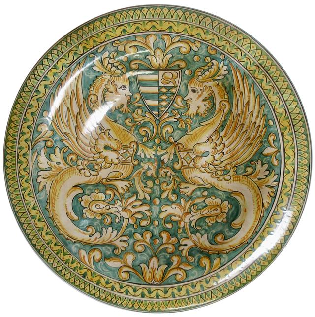Large Gubbio Italian Wall Platter - The Emporium Ltd. - Green