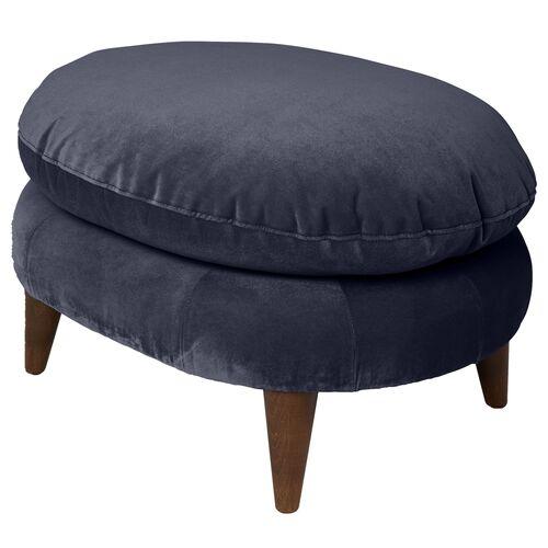 Kim Salmela - Lowell Velvet Footstool - Blue