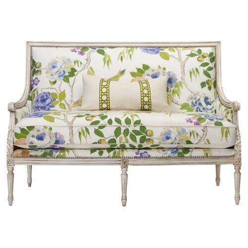 James Settee - Lemon/Bird Floral - Handcrafted - Green