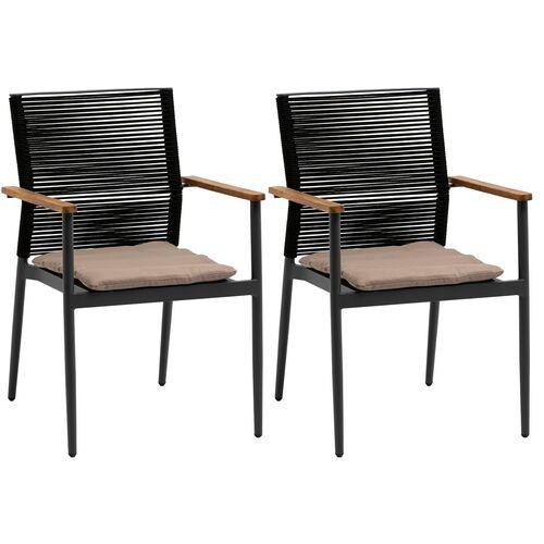 Set of 2 Moda Rope Outdoor Armchairs - Black | Lounge Chair, Easy Chair - Comfortable, Sturdy, Durable