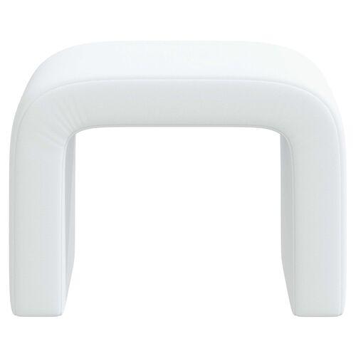 Celia Waterfall Linen Ottoman - White | Footstool, Footrest, Low Seat - Ideal Storage, Decor, Furniture