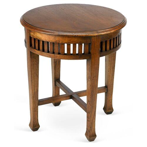 Bella Round Side Table - Walnut - Handcrafted - Brown | End Table, Occasional Table, Small Table - Made of Wood - Made of Hardwo
