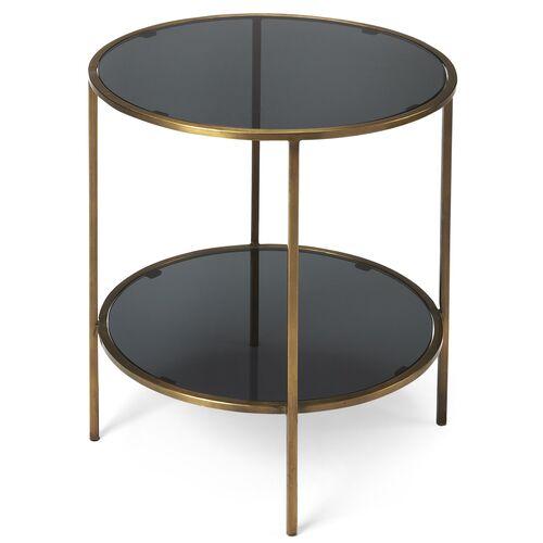 Cavali Side Table - Antiqued Gold - Black | End Table, Occasional Table, Small Table, Made of Iron
