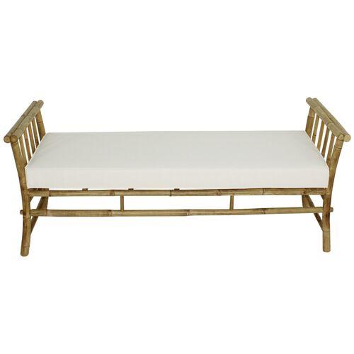 Bamboo Outdoor Bench - Natural/White | Couch, Sofa, Settee