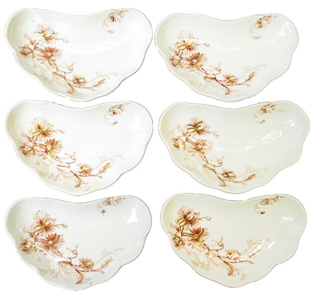 Antique English Staffordshire Plates Set of 6 - Chez Vous - Brown