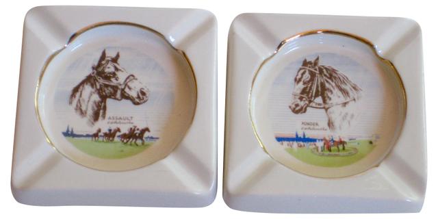 Assault and Ponder Horse Ashtrays - Set of 2 - The Emporium Ltd. - White