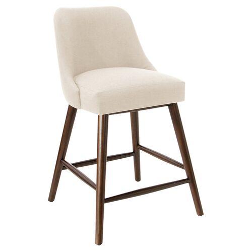Barron Linen Counter Stool - Handcrafted | Bar Stool, Kitchen Stool - Beige