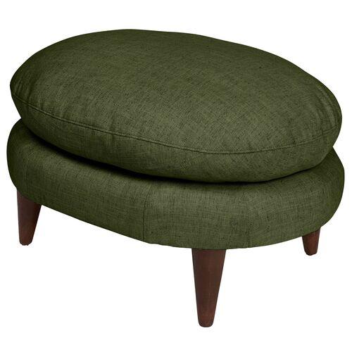 Kim Salmela - Lowell Linen Footstool - Green