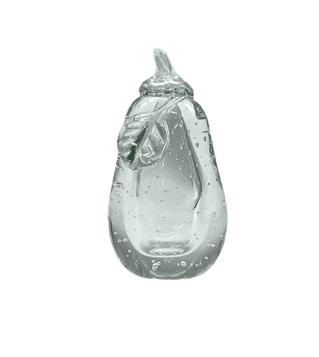 1960s Art Glass Pear Paperweight Objet - Pilar Collection - Clear