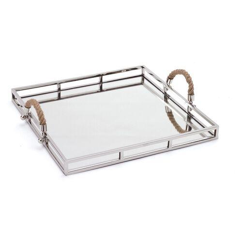 19" Square Mirrored Tray - Silver